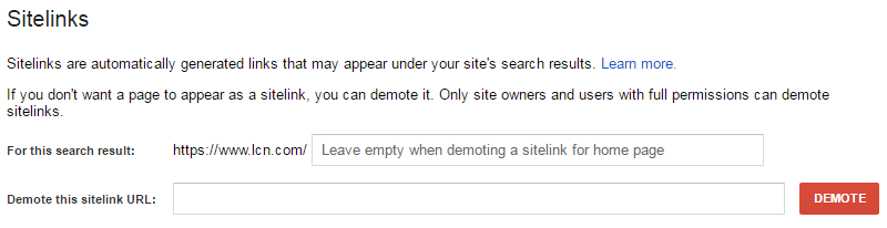 Search Console sitelinks