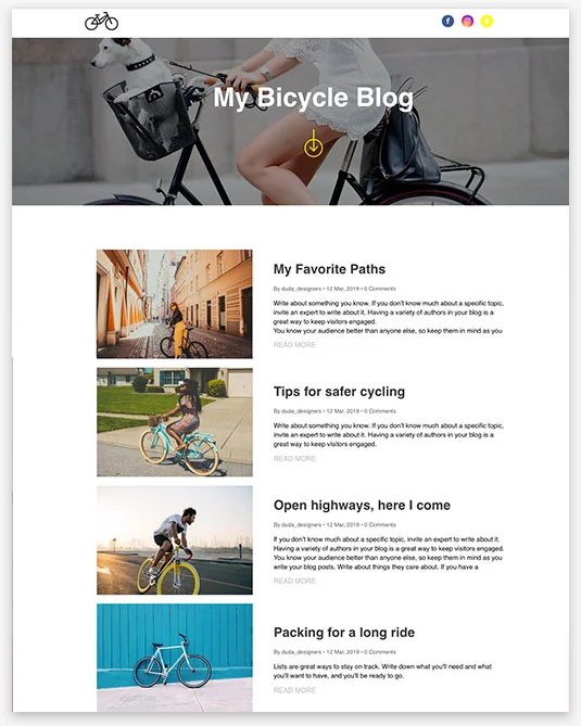 Bike Blog Instantsite Theme