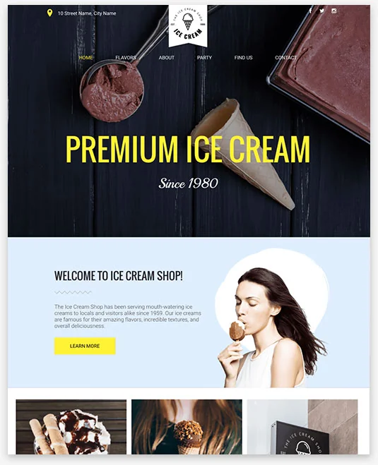 Ice Cream Instantsite Theme