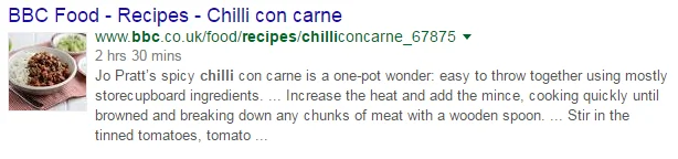 Recipe rich snippets screenshots